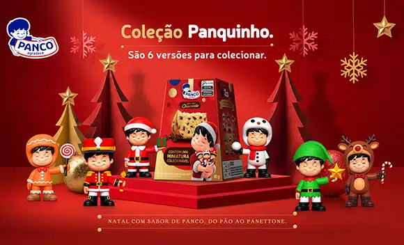 Seis versões dos colecionáveis Panquinho da Panco para o Natal 2026
