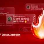Arte promocional com o texto “HEINZ VAI DAR A RESPOSTA” e um ícone de fogo ao lado de conversas em estilo direct.