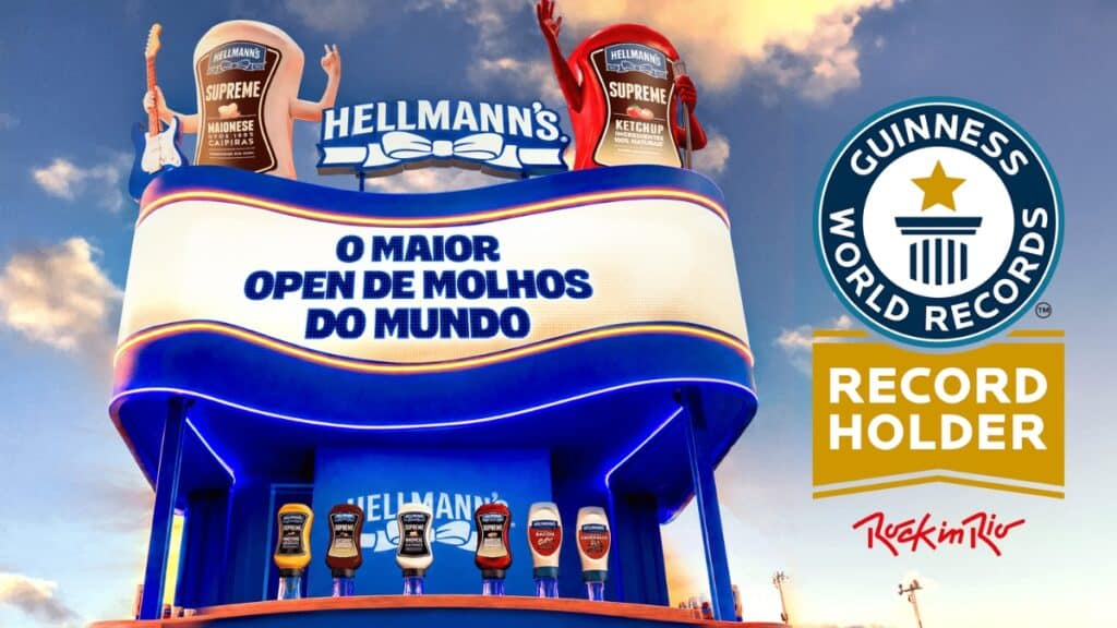 Hellmann’s supera Guinness com maior open de molhos do mundo Troféu gigante com placa “O maior open de molhos do mundo” e selo “Guinness World Records”.