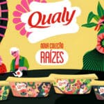 Imagem da coleção Raízes da Qualy, com ilustrações coloridas e potes colecionáveis em edição limitada