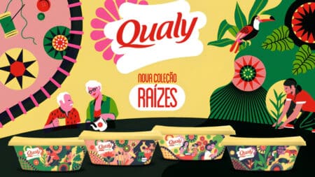 Qualy Coleção Raízes: potes colecionáveis em edição limitada Imagem da coleção Raízes da Qualy, com ilustrações coloridas e potes colecionáveis em edição limitada