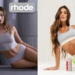 Comparativo de produtos da marca rhode e da Sorbo (Sorbo) com modelos usando peças de roupa em fundo claro