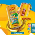 Baly Kids Sonic Banana: bebida gaseificada infantil em lata com personagem e selo de ferro, magnésio e zinco