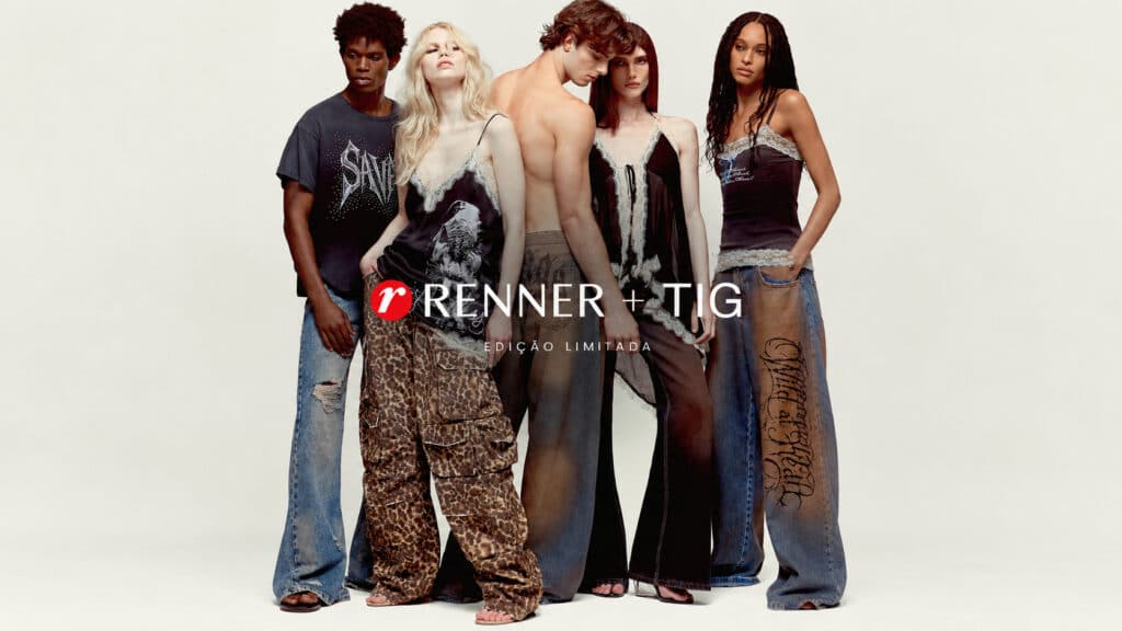 Renner + TIG: coleção em edição limitada Campanha Renner + TIG com modelos vestindo jeans e estampas animal print na coleção em edição limitada.