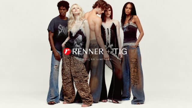 Campanha Renner + TIG com modelos vestindo jeans e estampas animal print na coleção em edição limitada.