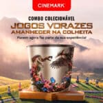 Cartaz da Cinemark com balde colecionável de Jogos Vorazes: Amanhecer na Colheita.