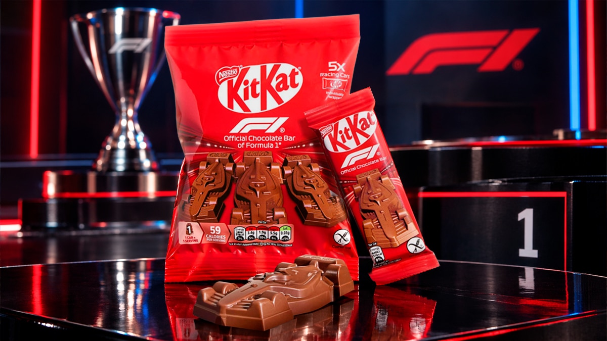 Carrinho de chocolate inspirado na F1 da KitKat