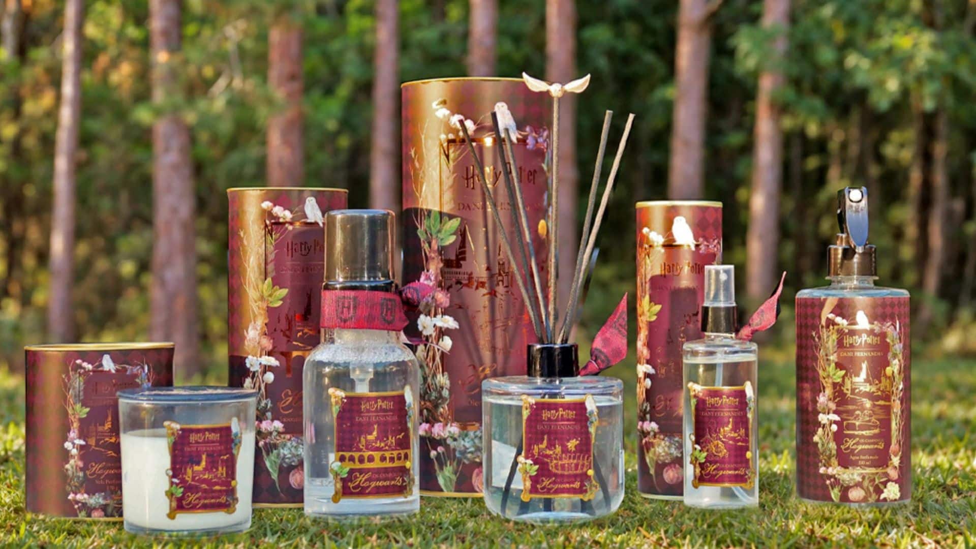 Coleção Os Campos de Hogwarts Dani Fernandes com velas e difusores