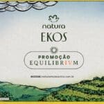 Arte promocional da Natura Ekos Equilibrivm com acesso ao site e paisagem ao fundo.